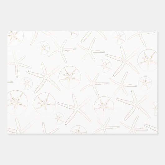 Gold und Whilte - Strand, nautisch Geschenkpapier Set (Vorderseite 3)