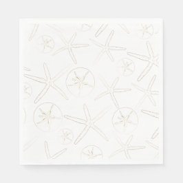 Gold und Whilte - Strand, nautisch Serviette