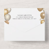 Gold und White Balloons Gold Frame Wedding All In One Einladung (Rückseite)