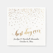 Gold und White Best Day Ever Hearts Confetti Serviette (Vorderseite)