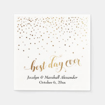 Gold und White Best Day Ever Hearts Confetti