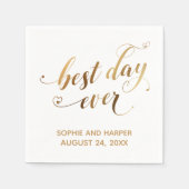 Gold und White Best Day Ever, Hörskript Serviette (Vorderseite)