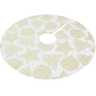 Gold und White Christmas Pattern Baumrock Polyester Weihnachtsbaumdecke