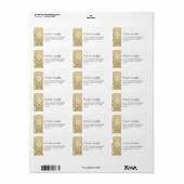 Gold und White Classic Damask Adressaufkleber (Vorne)