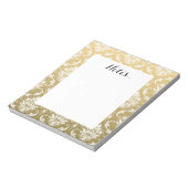 Gold und White Classic Damask Notizblock (Rotiert)