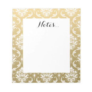 Gold und White Classic Damask Notizblock