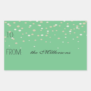 Gold und White Confetti-Geschenkmarke Rechteckiger Aufkleber