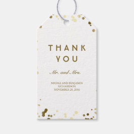 Gold und White Confetti Hochzeit Geschenkanhänger