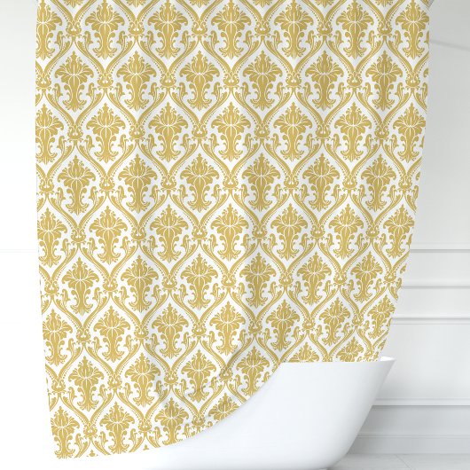 Gold und White Damask Duschvorhang
