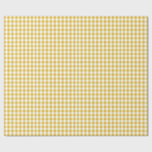 Gold und White Gingham Geschenkpapier (Flach)
