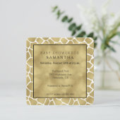 Gold und White Giraffe Print Baby Dusche Einladung (Stehend Vorderseite)