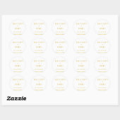 Gold und White Great Gatsby Hochzeitskleber Runder Aufkleber (Blatt)