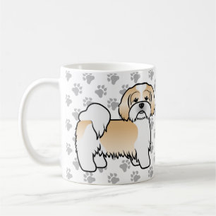 Gold und White Lhasa Apso Niedlicher Cartoon Dog Kaffeetasse
