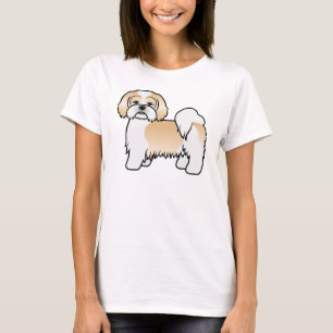 Gold und White Lhasa Apso Niedlicher Cartoon Dog T-Shirt