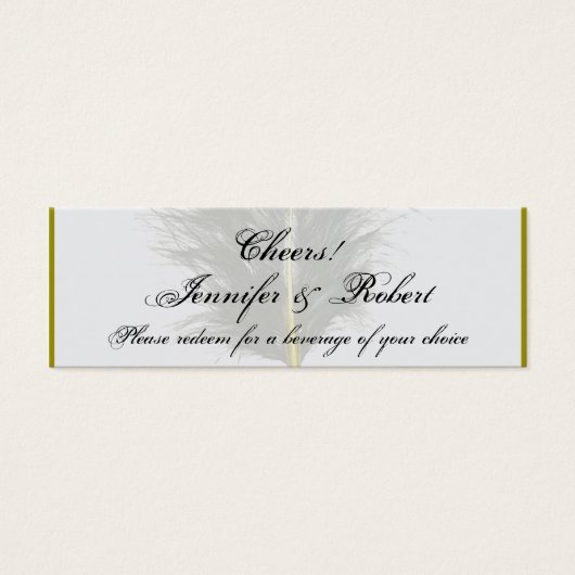 Gold und White Marabou Feather Wedding Drink Ticke (Vorderseite)