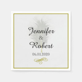 Gold und White Marabou Feather Wedding Napkin Serviette