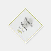 Gold und White Marabou Feather Wedding Napkin Serviette (Ecke)