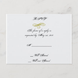 Gold und White Marabou Feather Wedding RSVP Einladungspostkarte