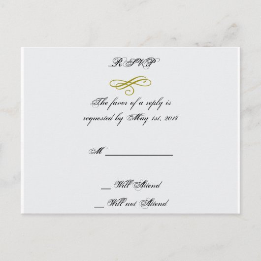 Gold und White Marabou Feather Wedding RSVP Einladungspostkarte (Vorderseite)
