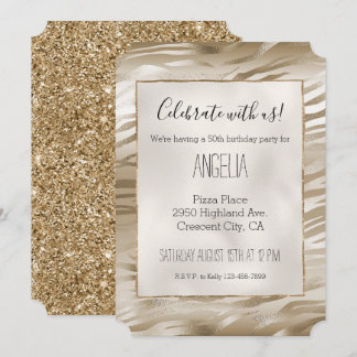 Gold und White Ombre Zebra Animal Print Einladung