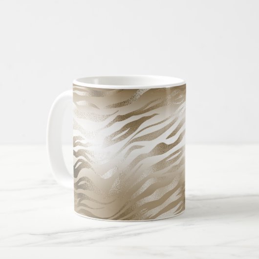 Gold und White Ombre Zebra Animal Print Kaffeetasse (Vorderseite Links)