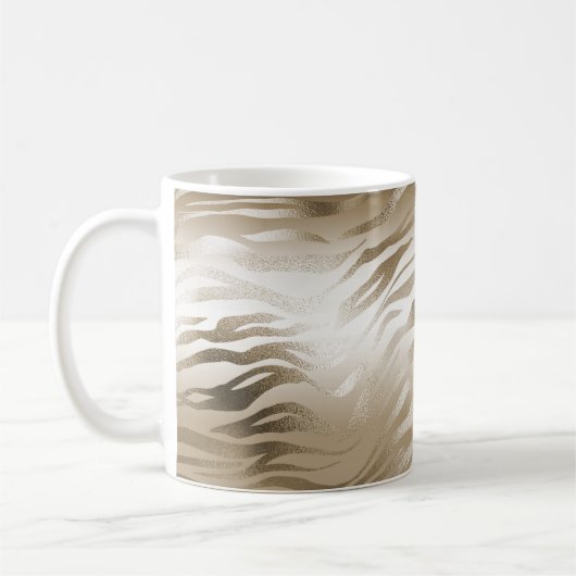 Gold und White Ombre Zebra Animal Print Kaffeetasse (Links)