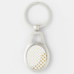 Gold und White Polka Dots Moderne Kunst Schlüsselanhänger