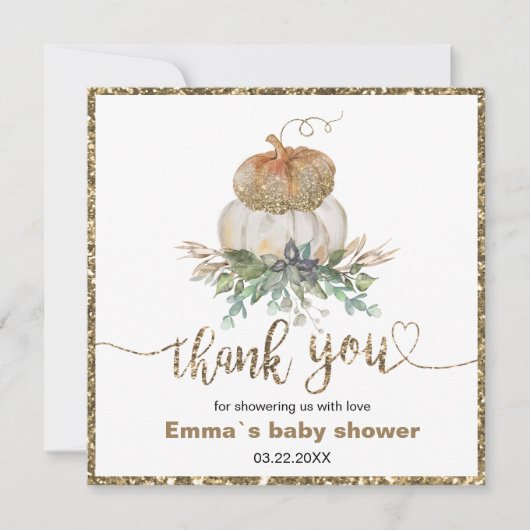 Gold und White Pumpkins Fall danke (Vorderseite)