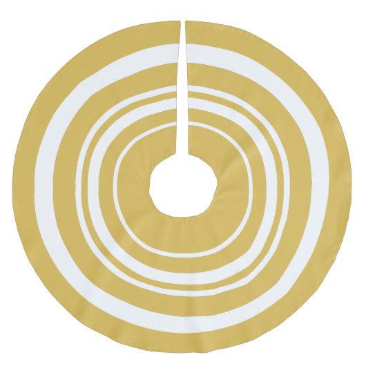 Gold und White Rings Weihnachtsbaumrock Polyester Weihnachtsbaumdecke (Vorderseite)