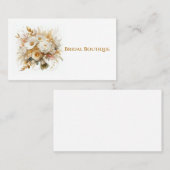Gold und White Roses Wedding Bouquet Visitenkarte (Vorne/Hinten)