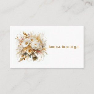 Gold und White Roses Wedding Bouquet Visitenkarte