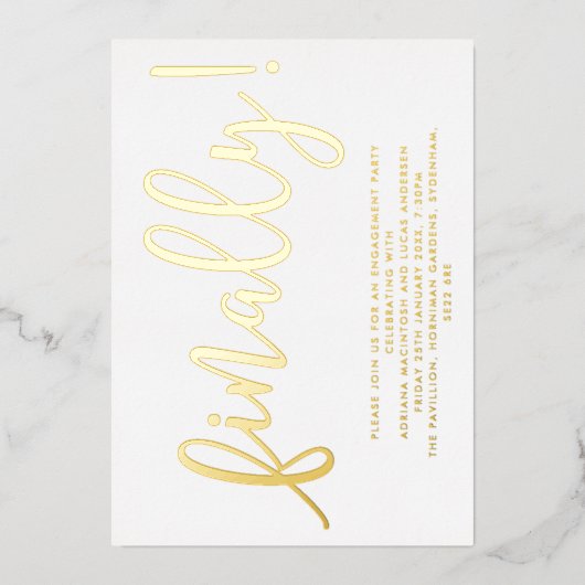 Gold- und White-Script-Partei Folieneinladung (Vorderseite)