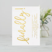 Gold- und White-Script-Partei Folieneinladung (Stehend vorne)