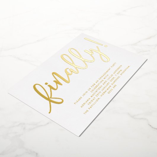 Gold- und White-Script-Partei Folieneinladung (Gedreht)