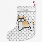 Gold und White Shih Tzu Cartoon Dog & Name Kleiner Weihnachtsstrumpf (Rückseite)