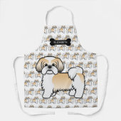 Gold und White Shih Tzu Cartoon Dog & Name Schürze (Vorderseite)