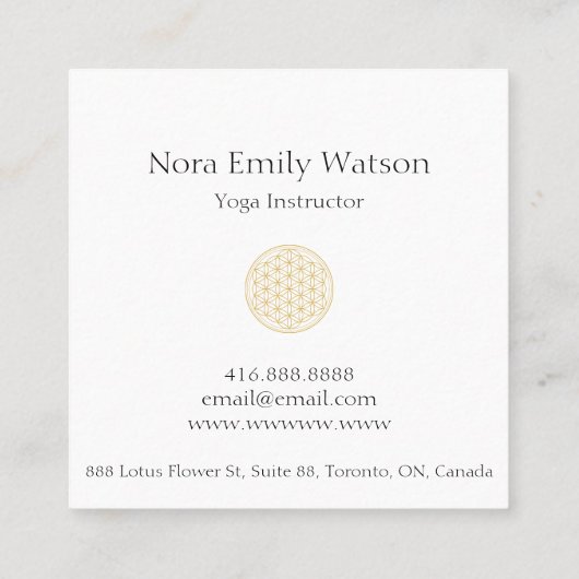 Gold- und White-Simple-Business-Card Quadratische Visitenkarte (Rückseite)