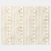 Gold und White Tribal Doodling Design Fleecedecke (Vorderseite (Horizontal))