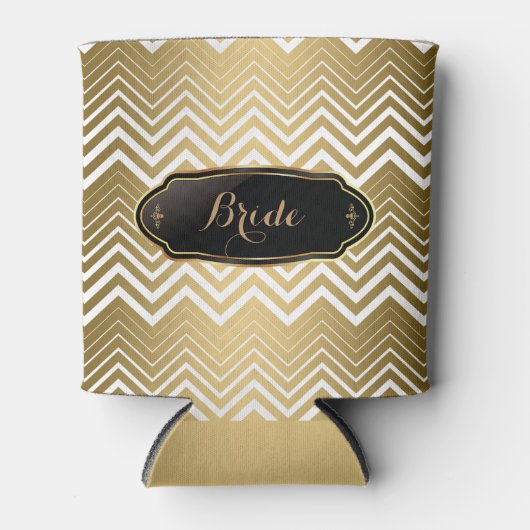 Gold und White Zigzag Zickzack Dosenkühler (Vorderseite)