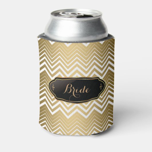 Gold und White Zigzag Zickzack Dosenkühler (Kanne Rückseite)