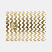 Gold und White Zigzag Zickzack Fleecedecke (Vorderseite (Horizontal))