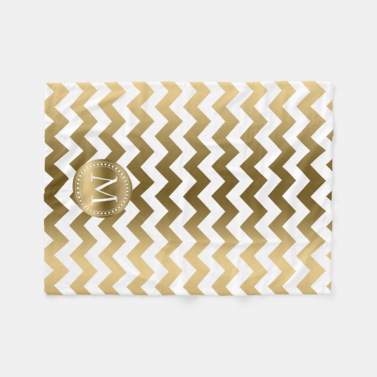 Gold und White Zigzag Zickzack Fleecedecke (Vorderseite (Horizontal))