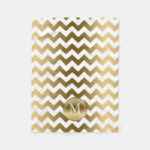 Gold und White Zigzag Zickzack Fleecedecke (Vorderseite)