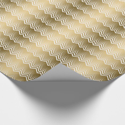 Gold und White Zigzag Zickzack Geschenkpapier (Ecke)