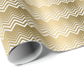 Gold und White Zigzag Zickzack Geschenkpapier (Rolleneckpunkt)