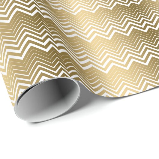 Gold und White Zigzag Zickzack Geschenkpapier (Rolleneckpunkt)
