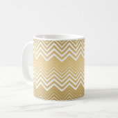 Gold und White Zigzag Zickzack Kaffeetasse (Vorderseite Links)