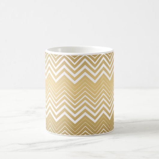Gold und White Zigzag Zickzack Kaffeetasse (Mittel)