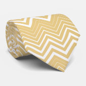 Gold und White Zigzag Zickzack Krawatte (Gerollt)