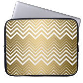 Gold und White Zigzag Zickzack Laptopschutzhülle (Vorderseite)
